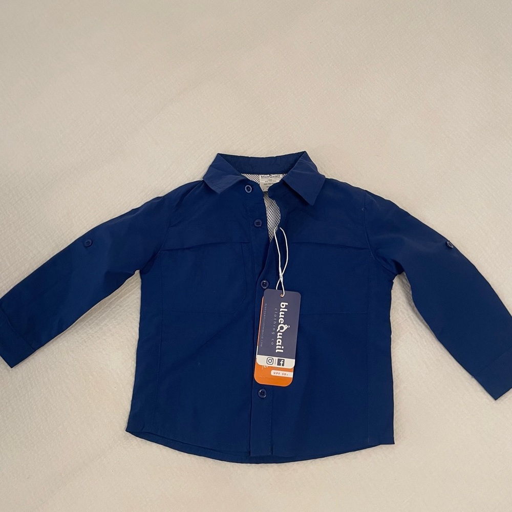 Blueberi Boulevard Navy Kids Button Down Shirt